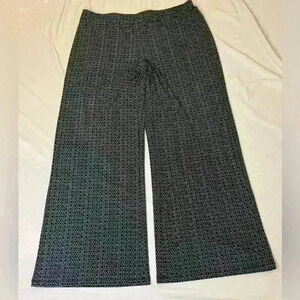 LAURA Geometric Print High Waisted Wide Leg Stretchy Pants Navy & White  XL